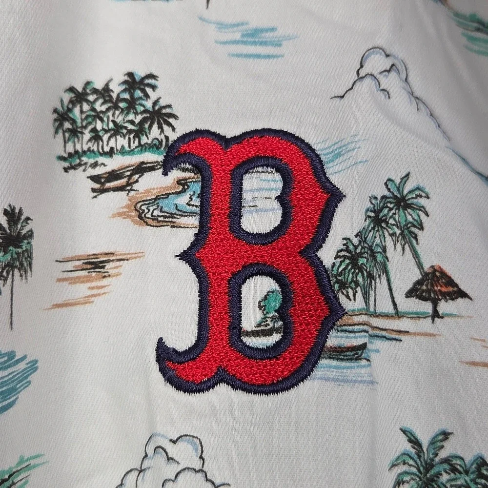 Tommy Bahama Boston Red Sox Shirt Mens Medium White Tropical MLB Button Down NEW